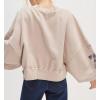 imageCHARTOU Women Floral Crop Pullover Sweatshirt Fall 2025 Oversized Drop Shoulder Long Sleeve Sweatshirt TopKhaki
