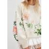 imageCHARTOU Women Floral Crop Pullover Sweatshirt Fall 2025 Oversized Drop Shoulder Long Sleeve Sweatshirt TopWhite1