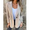 imageCHARTOU Women Solid Color Blazer Wool Blend Causal Business Office Open Front Short Jacket Pea CoatApricot