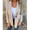 imageCHARTOU Women Solid Color Blazer Wool Blend Causal Business Office Open Front Short Jacket Pea CoatApricot