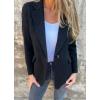 imageCHARTOU Women Solid Color Blazer Wool Blend Causal Business Office Open Front Short Jacket Pea CoatBlack