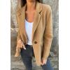 imageCHARTOU Women Solid Color Blazer Wool Blend Causal Business Office Open Front Short Jacket Pea CoatKhaki