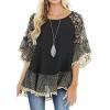 imageCHARTOU Women Summer Casual 34 Bell Sleeve Floral Print Blouse Shirt Flowy Tunic Top