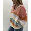 imageCHARTOU Women Waffle Oversized Sweatshirt Fall Contrast Color Patchwork Half Zip Hoodies Pullover ShirtsPink
