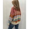 imageCHARTOU Women Waffle Oversized Sweatshirt Fall Contrast Color Patchwork Half Zip Hoodies Pullover ShirtsPink