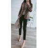 imageCHARTOU Womens Chic Lapel Collar Plaid 2Button Business Work Office Blazer Suit JacketBrown