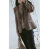 imageCHARTOU Womens Chic Lapel Collar Plaid 2Button Business Work Office Blazer Suit JacketBrown