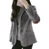 imageCHARTOU Womens Chic Lapel Collar Plaid 2Button Business Work Office Blazer Suit JacketGrey