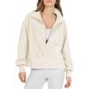 imageCHARTOU Women Oversized Half Zipper Pullover Sweatshirt Fall 2025 Outfits Lapel V Neck Long Sleeve TopApricot