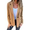 imageCHARTOU Women Solid Color Blazer Wool Blend Causal Business Office Open Front Short Jacket Pea CoatKhaki