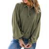imageCHARTOU Womens Oversized Sweatshirt Quarter Button Fashion Sweatshirt PulloverArmy Green