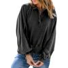 imageCHARTOU Womens Oversized Sweatshirt Quarter Button Fashion Sweatshirt PulloverBlack