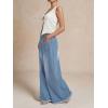 imageCHARTOU Baggy Wide Leg Jeans Woman Mid Rise Frayed Flare Jeans Boyfriend Stretchy Denim PantsLight Blue