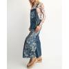 imageCHARTOU Floral Denim Overalls for Women Bib Baggy Jeans Crop Loose Denim Jumpsuit Patchwork Wide Leg PantsBlue