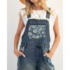 imageCHARTOU Floral Denim Overalls for Women Bib Baggy Jeans Crop Loose Denim Jumpsuit Patchwork Wide Leg PantsBlue
