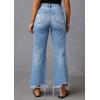 imageCHARTOU Ripped Flare Jeans for Women High Waisted Bell Bottom Wide Leg Cropped Jeans Distressed Baggy PantsBlue