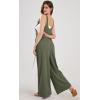 imageCHARTOU Summer Casual Waffle Knit Overalls Women One Piece Jumpsuits Sleeveless Romper Wide Leg Pants Palazzo PocketsArmy Green