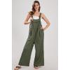 imageCHARTOU Summer Casual Waffle Knit Overalls Women One Piece Jumpsuits Sleeveless Romper Wide Leg Pants Palazzo PocketsArmy Green