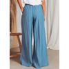 imageCHARTOU Summer Wide Leg Pants Womens Palazzo Pants Casual Textured Beach Flowy Pants Elastic Waist Pants with BeltBlue