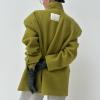 imageCHARTOU Women Button Down Wool Pea Coat Jacket Oversized Notch Lapel Blazer Midi Overcoat Trench CoatGreen