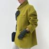 imageCHARTOU Women Button Down Wool Pea Coat Jacket Oversized Notch Lapel Blazer Midi Overcoat Trench CoatGreen