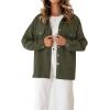 imageCHARTOU Women Diamond Lightweight Quilted Jacket Shacket Long Sleeve Button Down Shirt with PocketsArmy Green