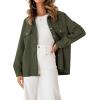 imageCHARTOU Women Diamond Lightweight Quilted Jacket Shacket Long Sleeve Button Down Shirt with PocketsArmy Green