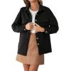 imageCHARTOU Women Diamond Lightweight Quilted Jacket Shacket Long Sleeve Button Down Shirt with PocketsBlack