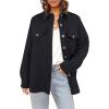 imageCHARTOU Women Diamond Lightweight Quilted Jacket Shacket Long Sleeve Button Down Shirt with PocketsBlack