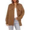 imageCHARTOU Women Diamond Lightweight Quilted Jacket Shacket Long Sleeve Button Down Shirt with PocketsBrown