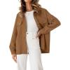 imageCHARTOU Women Diamond Lightweight Quilted Jacket Shacket Long Sleeve Button Down Shirt with PocketsBrown
