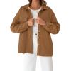 imageCHARTOU Women Diamond Lightweight Quilted Jacket Shacket Long Sleeve Button Down Shirt with PocketsBrown