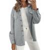 imageCHARTOU Women Diamond Lightweight Quilted Jacket Shacket Long Sleeve Button Down Shirt with PocketsGrey