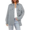 imageCHARTOU Women Diamond Lightweight Quilted Jacket Shacket Long Sleeve Button Down Shirt with PocketsGrey