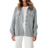 imageCHARTOU Women Diamond Lightweight Quilted Jacket Shacket Long Sleeve Button Down Shirt with PocketsGrey