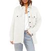 imageCHARTOU Women Diamond Lightweight Quilted Jacket Shacket Long Sleeve Button Down Shirt with PocketsWhite