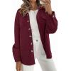 imageCHARTOU Women Diamond Lightweight Quilted Jacket Shacket Long Sleeve Button Down Shirt with PocketsWine Red