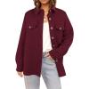 imageCHARTOU Women Diamond Lightweight Quilted Jacket Shacket Long Sleeve Button Down Shirt with PocketsWine Red