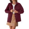 imageCHARTOU Women Diamond Lightweight Quilted Jacket Shacket Long Sleeve Button Down Shirt with PocketsWine Red