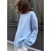 imageCHARTOU Women Fall Lightweight Oversized Sweater Scoop Neck Backless Cotton Pullover SweaterBlue