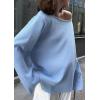 imageCHARTOU Women Fall Lightweight Oversized Sweater Scoop Neck Backless Cotton Pullover SweaterBlue