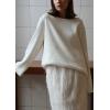 imageCHARTOU Women Fall Lightweight Oversized Sweater Scoop Neck Backless Cotton Pullover SweaterCream