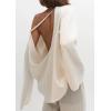 imageCHARTOU Women Fall Lightweight Oversized Sweater Scoop Neck Backless Cotton Pullover SweaterCream