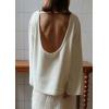 imageCHARTOU Women Fall Lightweight Oversized Sweater Scoop Neck Backless Cotton Pullover SweaterCream