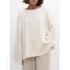 imageCHARTOU Women Fall Lightweight Oversized Sweater Scoop Neck Backless Cotton Pullover SweaterCream