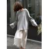imageCHARTOU Women Fall Lightweight Oversized Sweater Scoop Neck Backless Cotton Pullover SweaterGrey