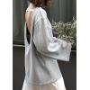 imageCHARTOU Women Fall Lightweight Oversized Sweater Scoop Neck Backless Cotton Pullover SweaterGrey