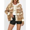 imageCHARTOU Women Lapel Collar Button Down Sweaters Open Front Cardigans Fall Sweater CoatsKhaki