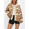 imageCHARTOU Women Lapel Collar Button Down Sweaters Open Front Cardigans Fall Sweater CoatsKhaki