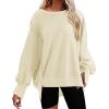 imageCHARTOU Women Oversized Crewneck Sweatshirt Ripped Distressed Hoodie Lightweight Tunic Shirts SweatshirtApricot